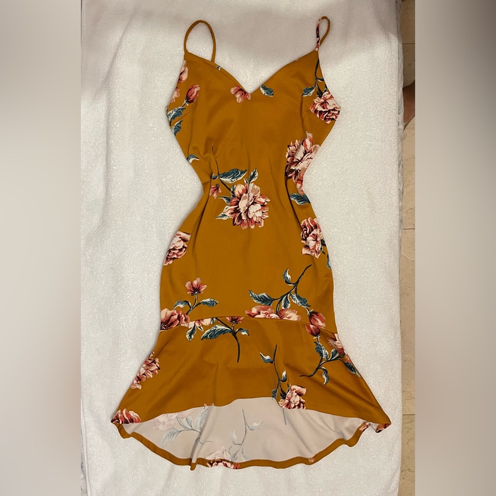 iris Mustard Yellow Floral Maxi Dress